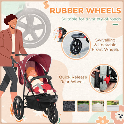 Foldable Three-Wheeler Baby Stroller w/ Canopy