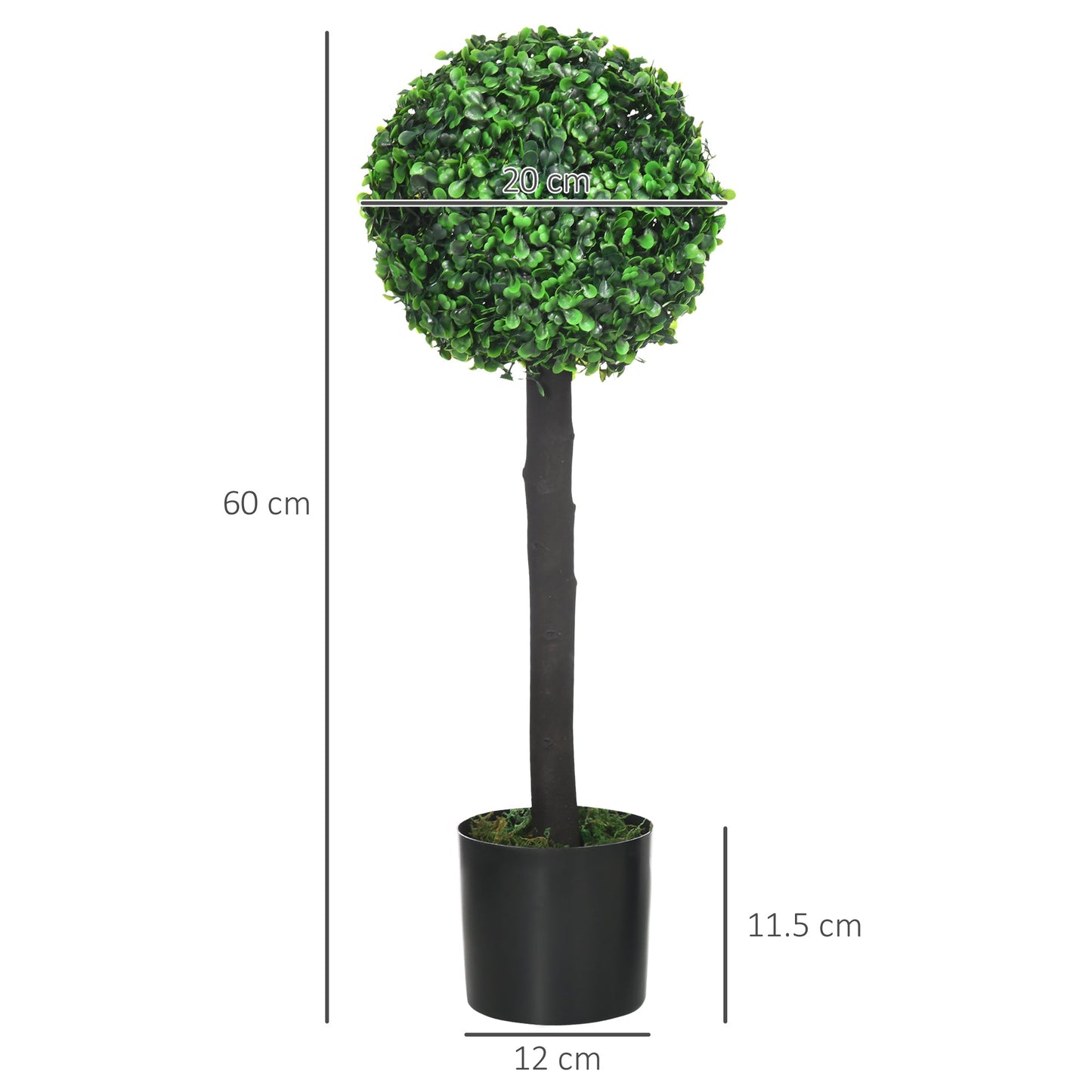 Set of 2 Artificial Plants Boxwood Ball Trees in Pot Fake Plants for Home Indoor Outdoor Decor