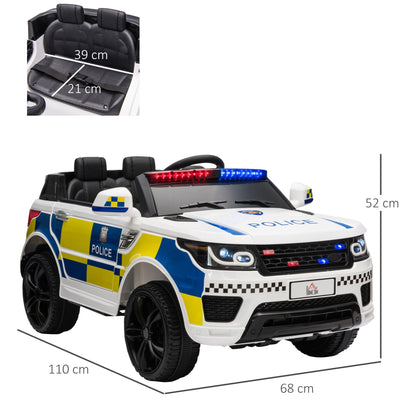 12V Kid Electric Ride On Police Car w/ Remote Siren Light Bluetooth 3-6 Years