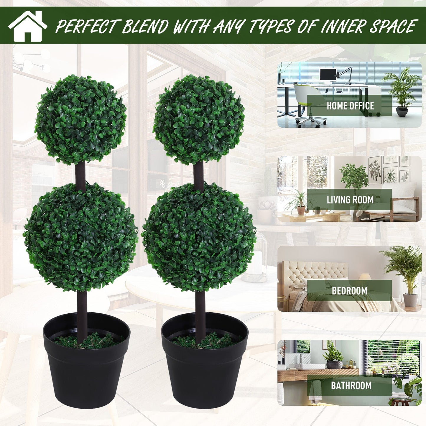 Set of 2 Topiary Tree Plant