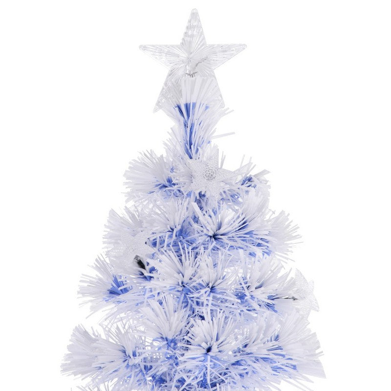 Homcom 6ft Artificial Fibre Optic Christmas Tree w/ 26 LED Lights Pre-Lit White Blue