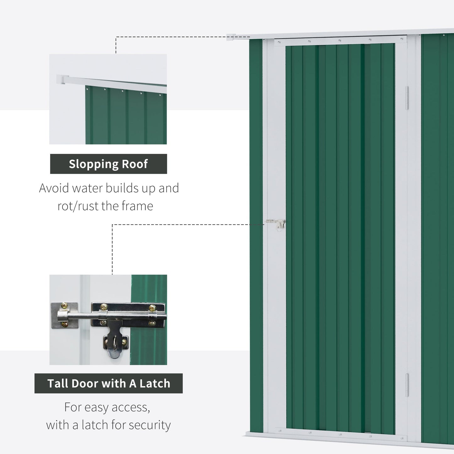 Galvanised 5 x 3' Single Door Pent Garden Store Lockable Steel Green by Steadfast