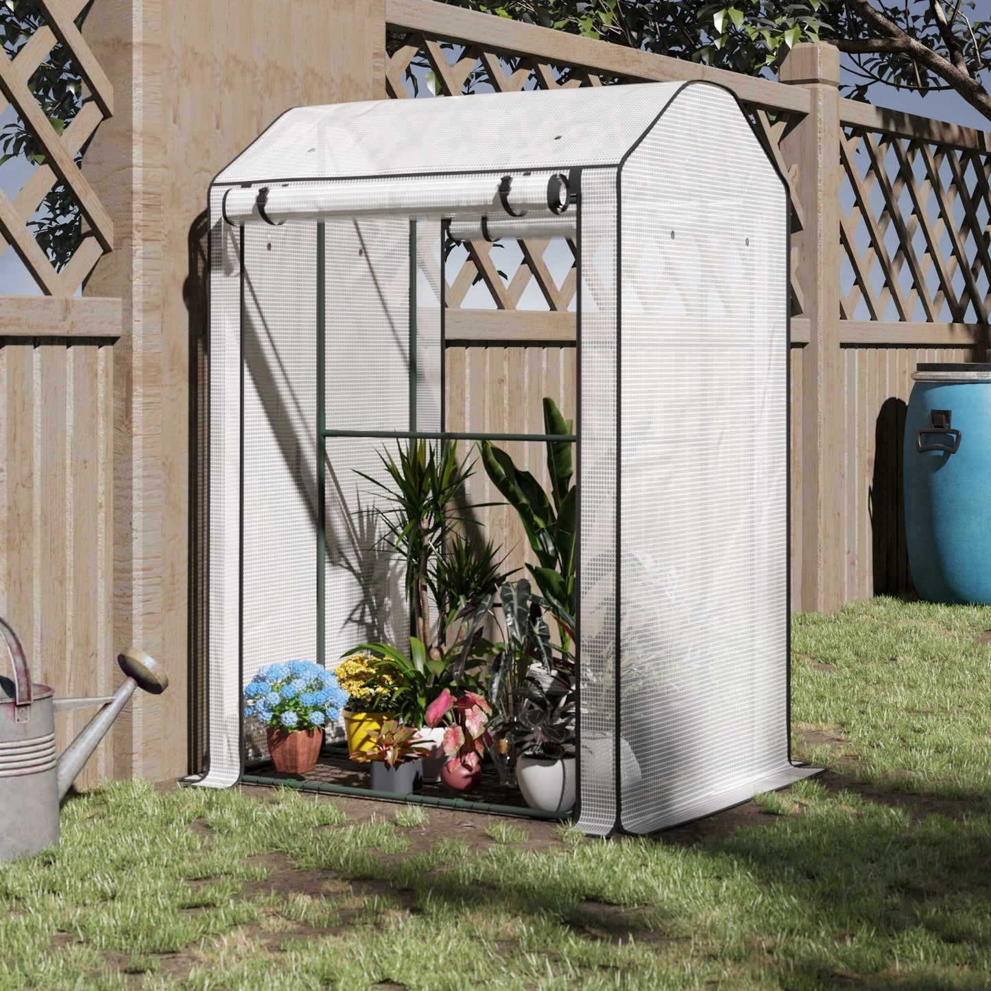 Mini Greenhouse with Shelves Portable Garden Grow House for Plants with Roll Up Door and Vents