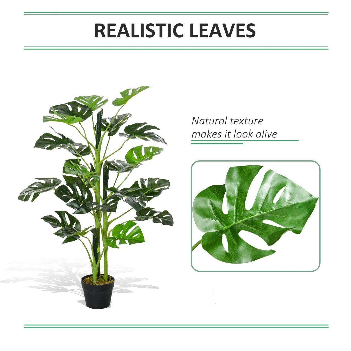 100cm/3.3FT Artificial Monstera Tree Decorative Cheese Plant 21 Leaves with Nursery Pot