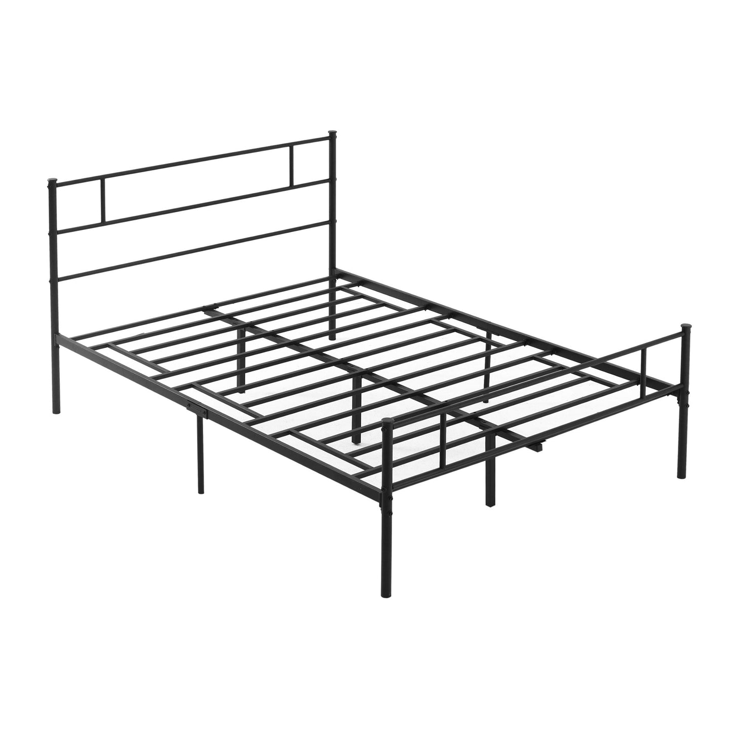 Double Metal Bed Frame Solid Bedstead Base with Headboard and Footboard