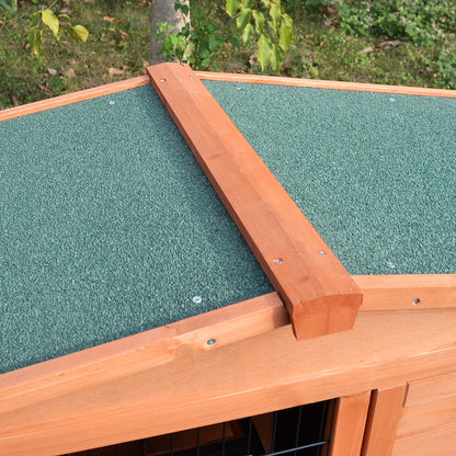 PawHut  2 Tier Outdoor Rabbit Small Animal Enclosure with Ramp Tray to Raised Home & Below Run Area