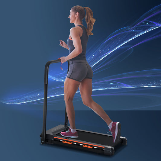 Steel Folding Motorized Home Treadmill w/ LCD Monitor Black