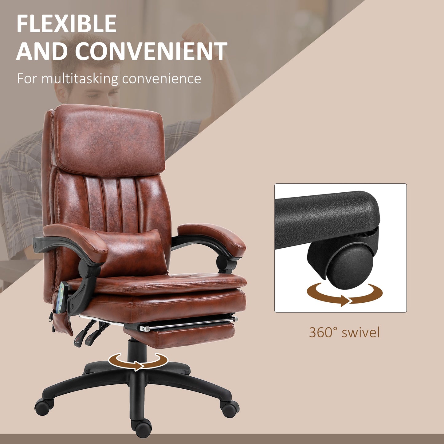 Vinsetto PU Leather Office Chair with 7 Point Vibrating Massage