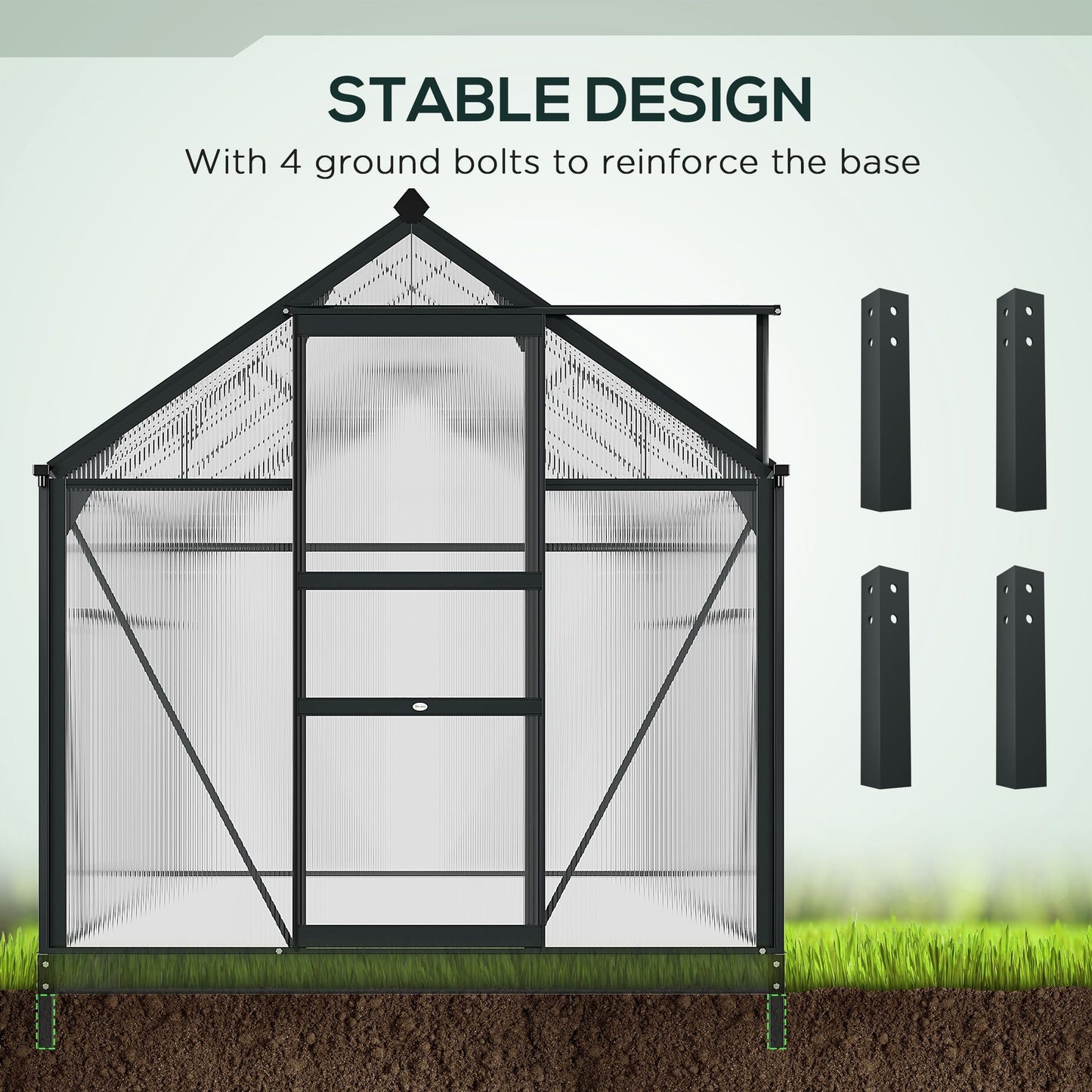 Clear Polycarbonate Greenhouse Large Walk-In Green House Garden Plants Grow Galvanized Base Aluminium Frame With Slide Door