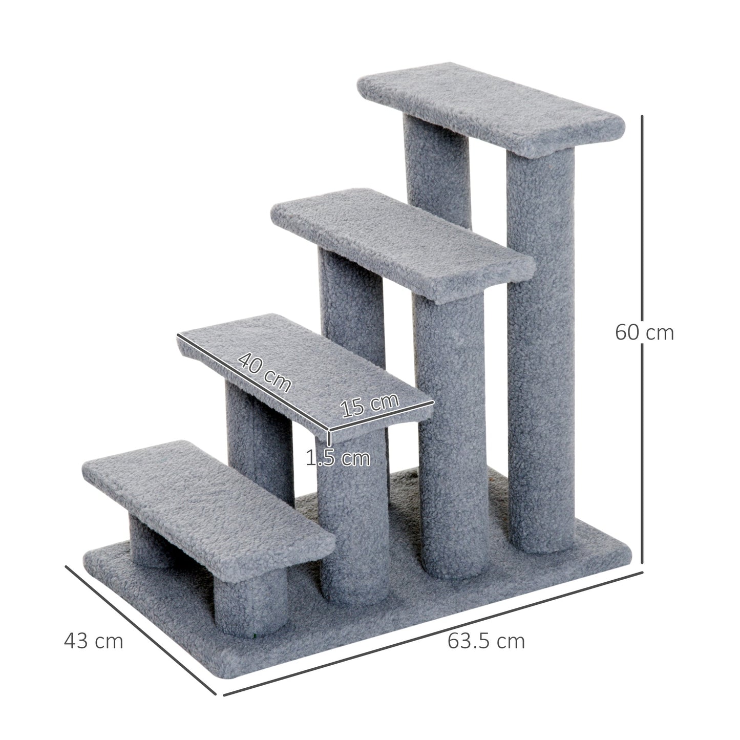 PawHut Pet Ramp Stairs Cat Tree Ladder Safety Steps Climbing Frame