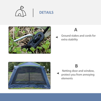 5-8 Persons Pop Up Tent Camping Gazebo Garden Tent-Dark Blue/Green