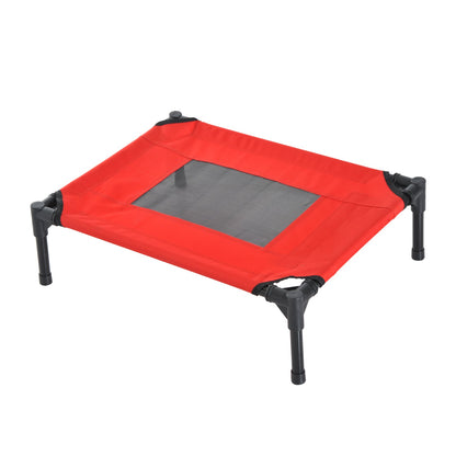 Pawhut Elevated Pet Bed Portable Camping Raised Dog Bed With Metal Frame Black Red (Small)