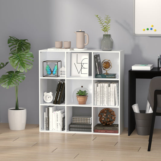 Nine-Cube Compact Shelving Unit - White