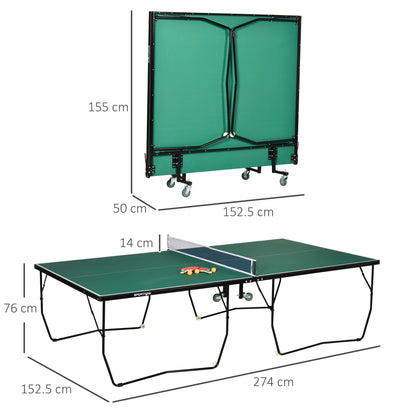 Folding 2.7 x 1.5M Table Tennis Set Green & Black by Sportnow