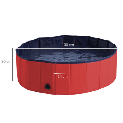 PawHut 100x30H cm Pet Swimming Pool-Red