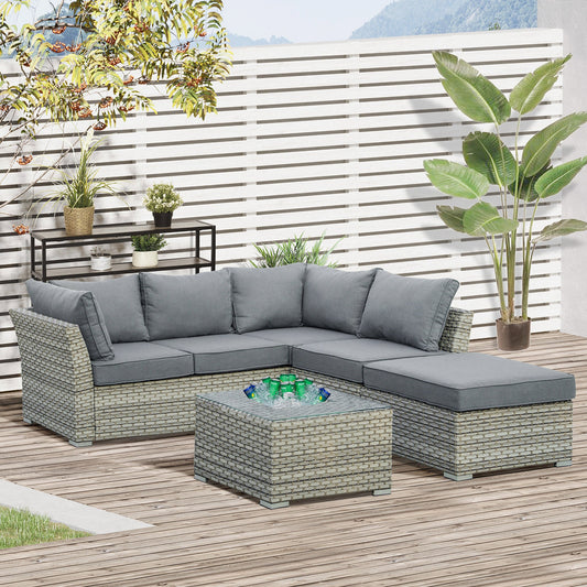 5 Seater Patio PE Rattan Corner Sofa Set