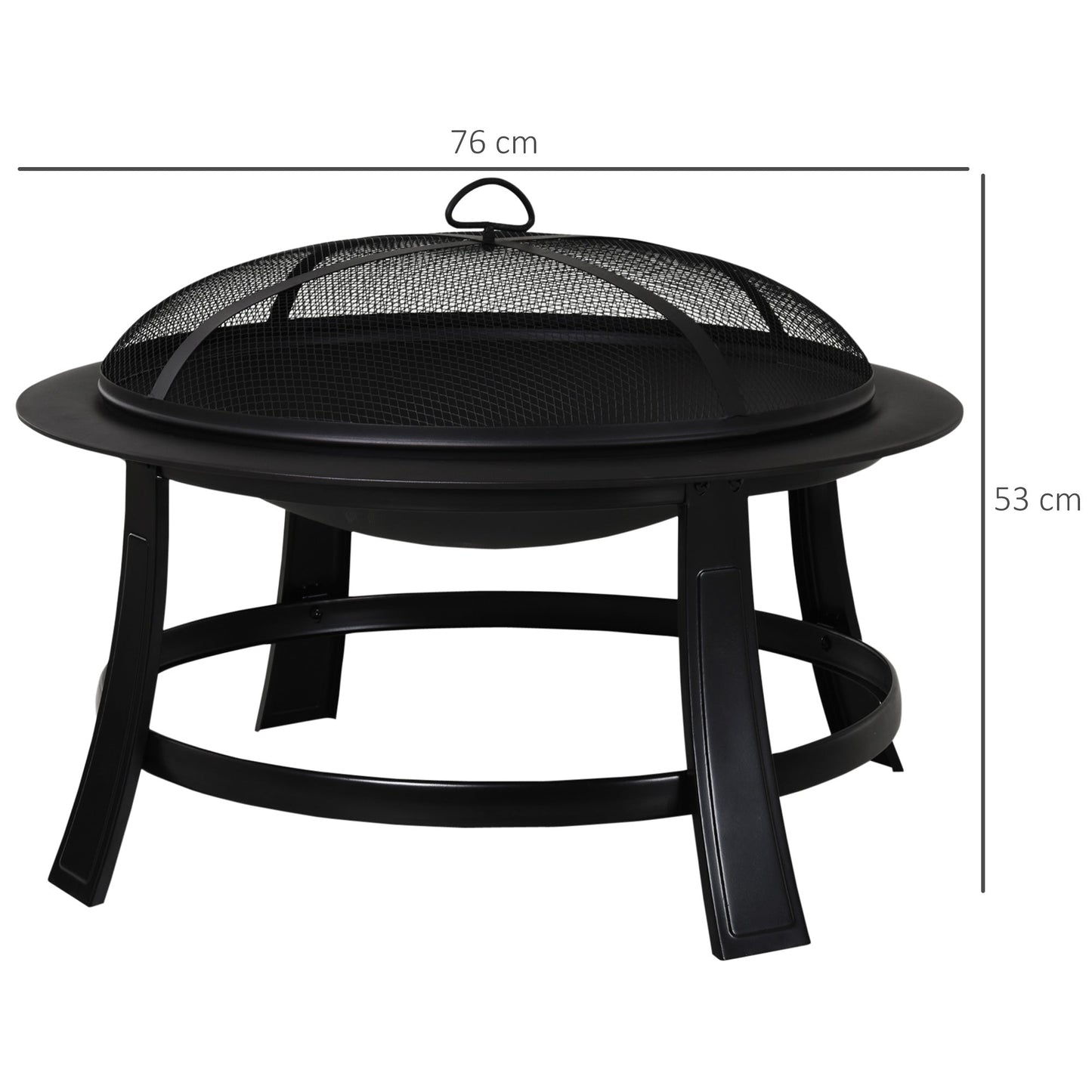 30” Round Metal Fire Pit With Cover-Black