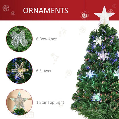 3FT Prelit Artificial Christmas Tree Fiber Optic LED Light Holiday Home Xmas Decoration Tree with Foldable Feet