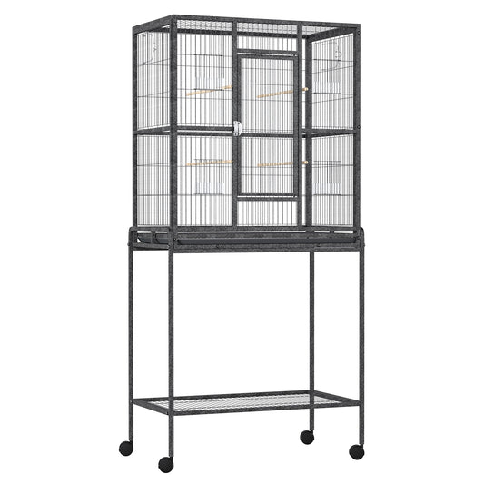 Grille 162cm Bird Cage Wheeled Grey & Black by Pawhut