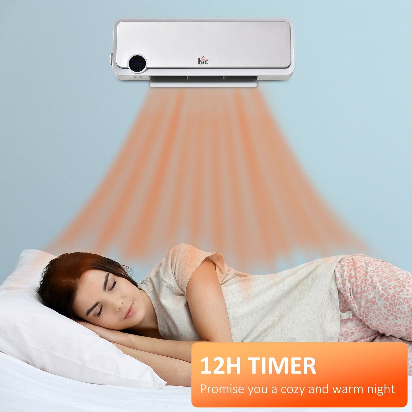 Wall Mounted Downflow Ceramic Heater with 12 Hour Timer