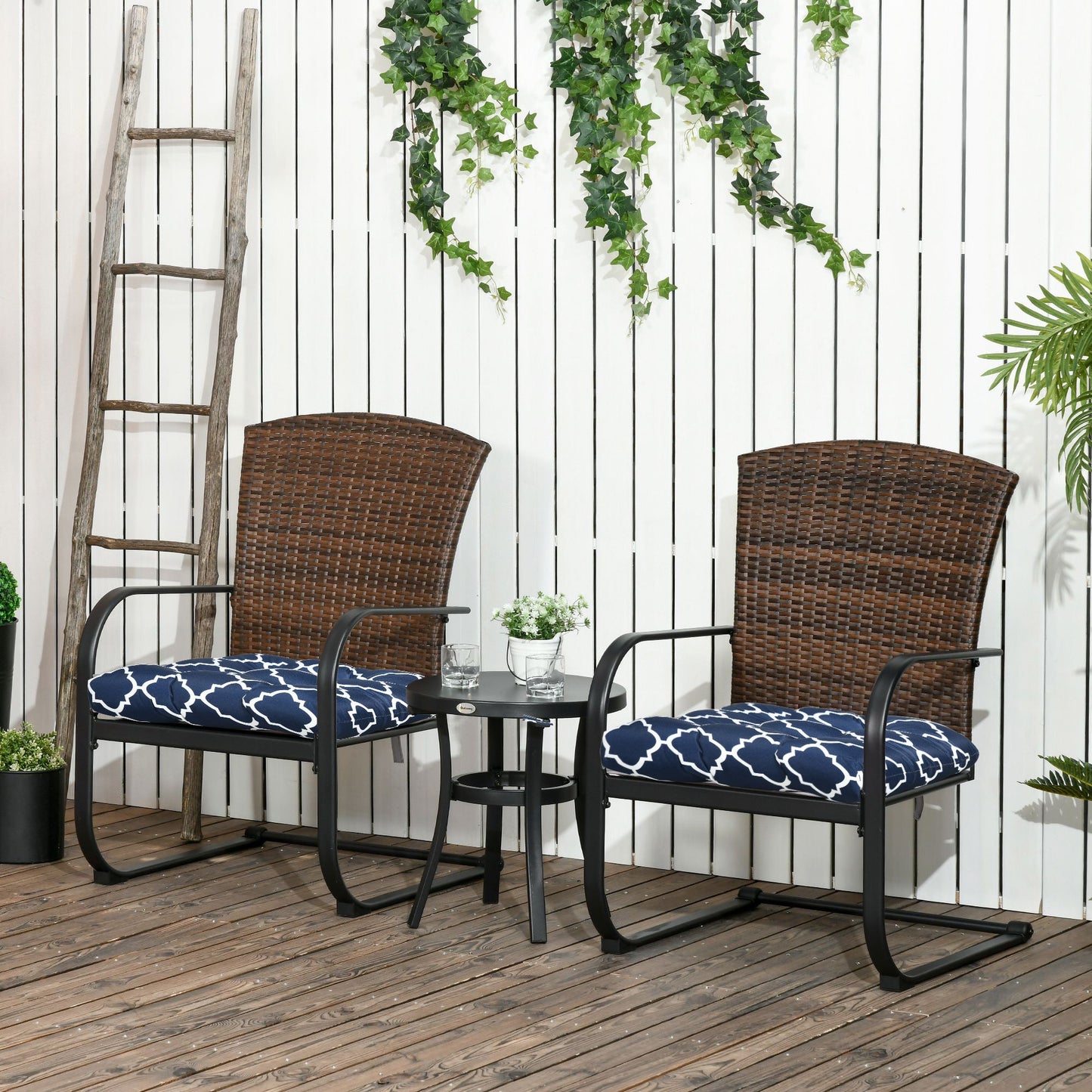 Set of 2 Chair Cushions Seat Pads Indoor Outdoor Seat Cushions with Ties and Tufted Design for Garden Chairs