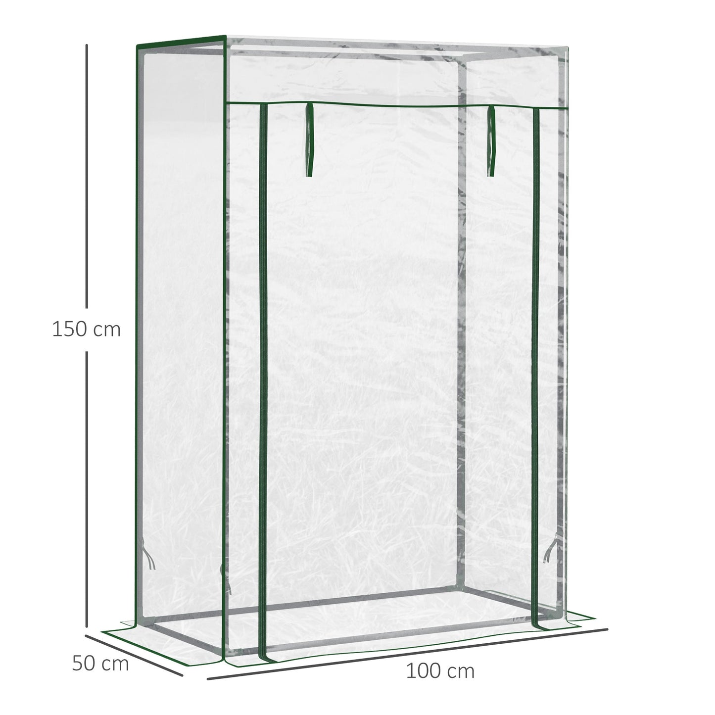 100 x 50 x 150cm Greenhouse Steel Frame PVC Cover with Roll-up Door Outdoor for Backyard