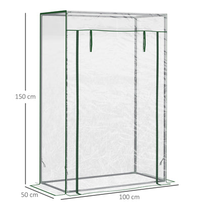 100 x 50 x 150cm Greenhouse Steel Frame PVC Cover with Roll-up Door Outdoor for Backyard