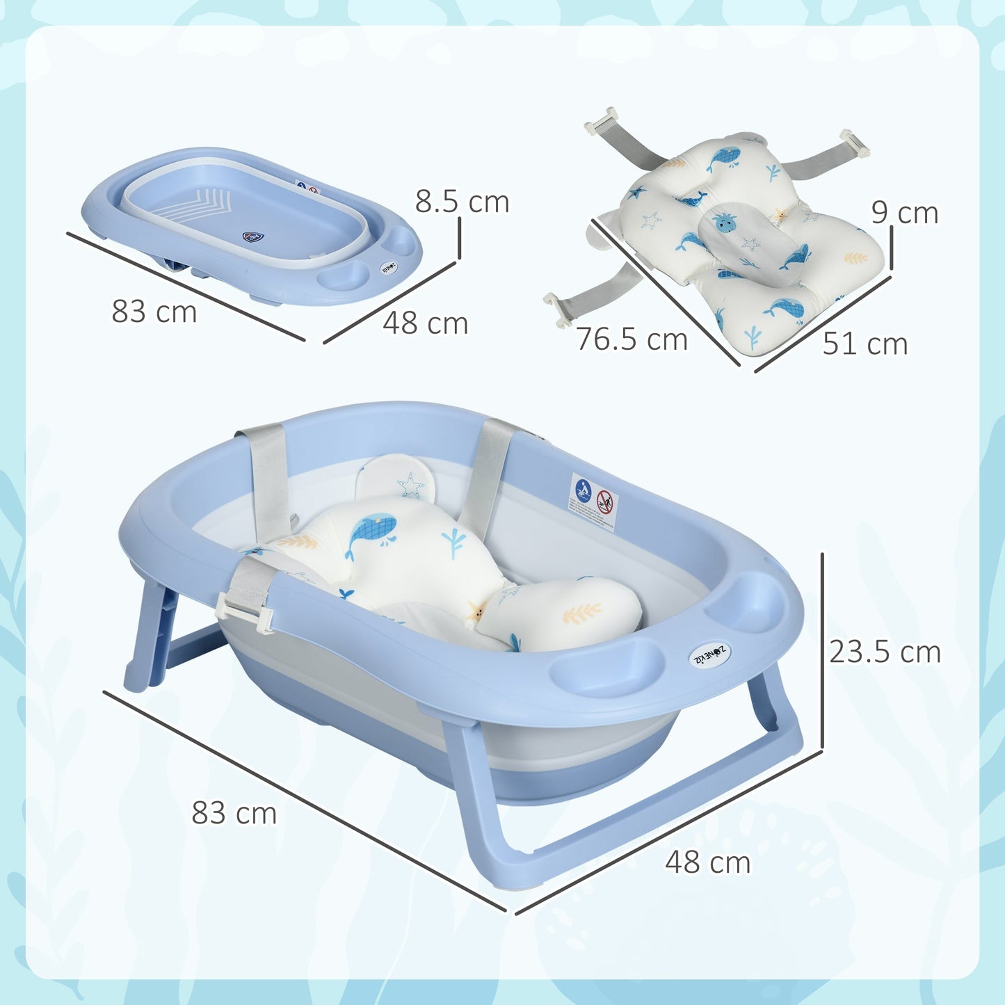 Baby Bathtub With Non-slip Support Legs Blue by Zonekiz