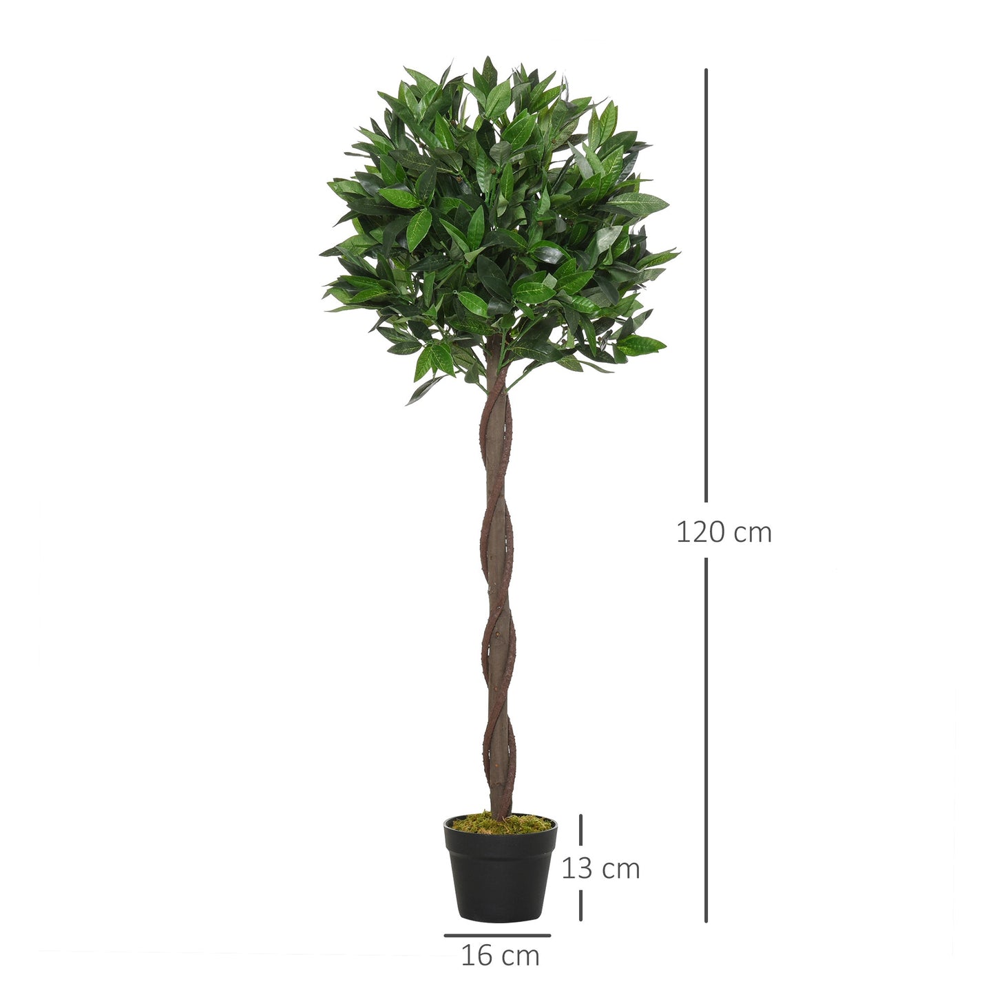 Set of 2 Artificial Topiary Bay Laurel Ball Trees in Pot Indoor Outdoor