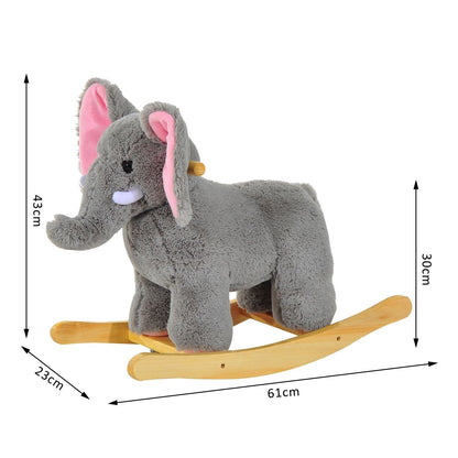 61L x 23W x 43H cm Kids Plush Ride On Cute Elephant design-Grey