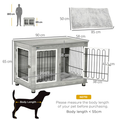 PawHut Dog Crate Furniture Side End Table with Soft Washable Cushion