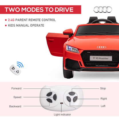 Kids Licensed Audi TT Ride-On Car 12V Battery w/ Remote Suspension Headlights and MP3 Player 2.5-5km/h Red