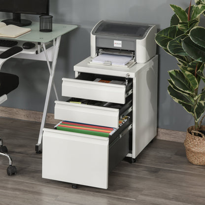 Vinsetto Mobile Vertical File Cabinet Lockable Metal Filling Cabinet with 3 Drawers and Anti-tilt Design