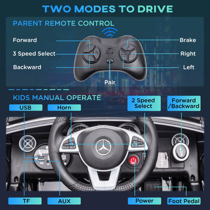 Mercedes Benz SLC 300 Ride On Electric Car With Parent Remote 3 To 6 Years Black by Aiyaplay