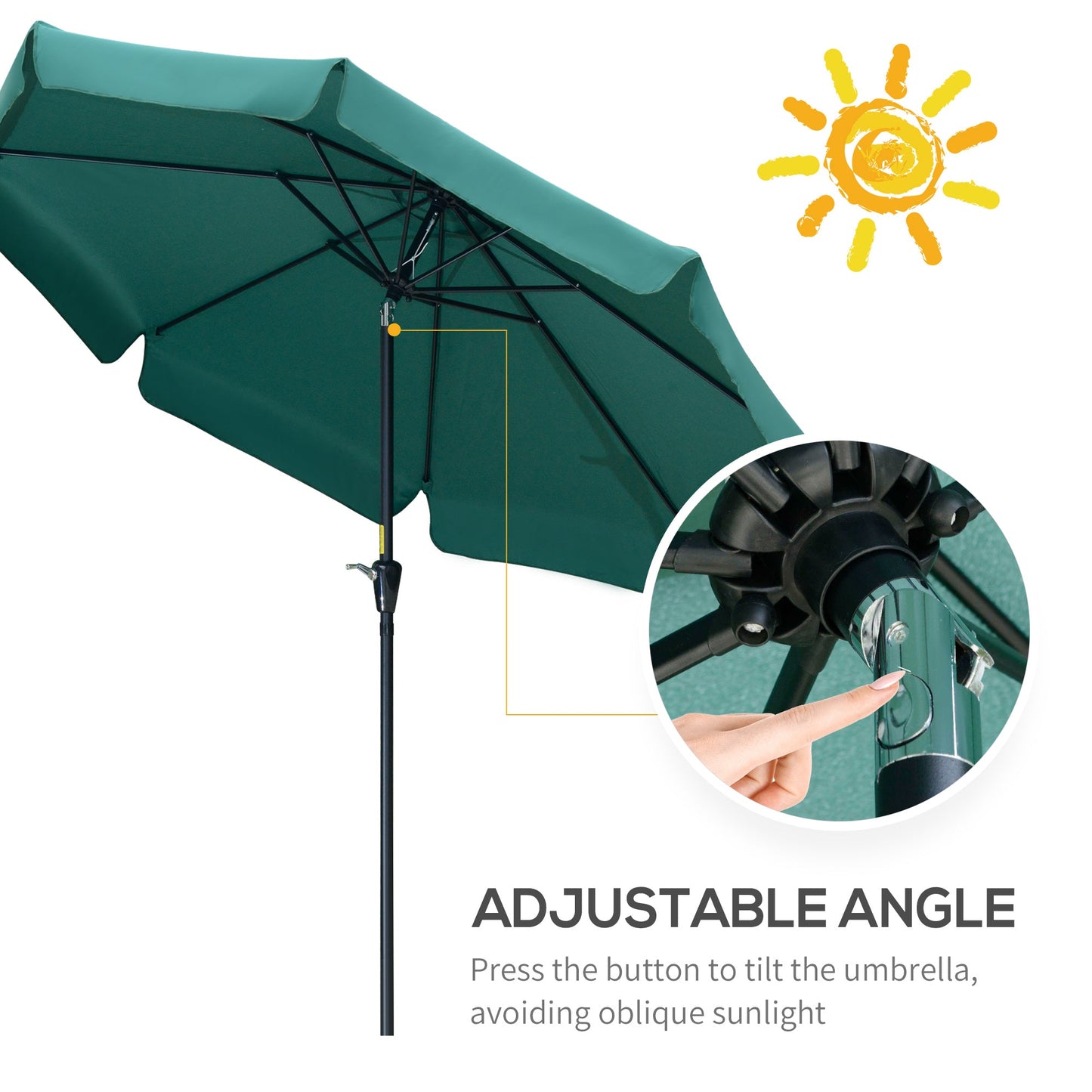 2.66m Patio Umbrella Garden Parasol Outdoor Sun Shade Table Umbrella with Ruffles