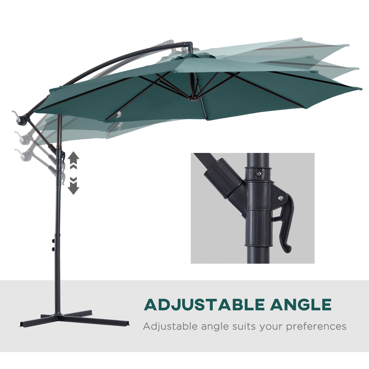 3M Garden Banana Parasol Hanging Cantilever Umbrella with Crank Handle