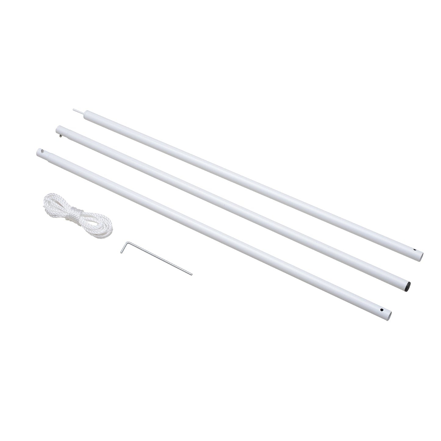 3M Awning Sail Shade Canopy Pole Kit Adjustable Pole With Rope Metal - White