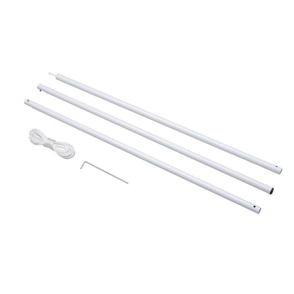 3M Awning Sail Shade Canopy Pole Kit Adjustable Pole With Rope Metal - White