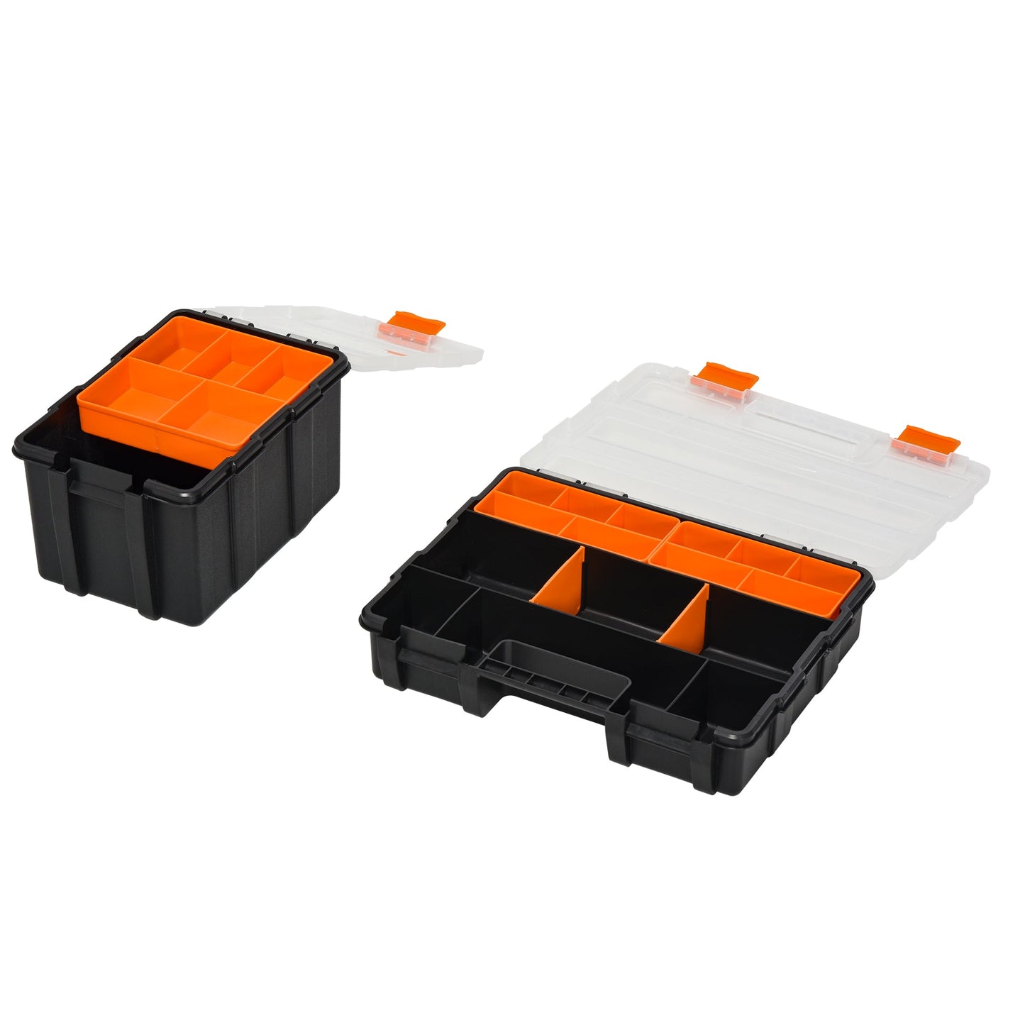 DURHAND PP 4-Pack Size Variety Tool & Hardware Storage Boxes Black/Orange