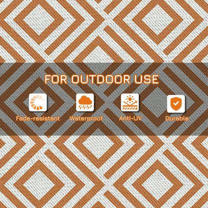 Reversible Outdoor Rug with Carry Bag and Ground Stakes