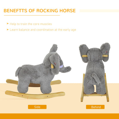 61L x 23W x 43H cm Kids Plush Ride On Cute Elephant design-Grey