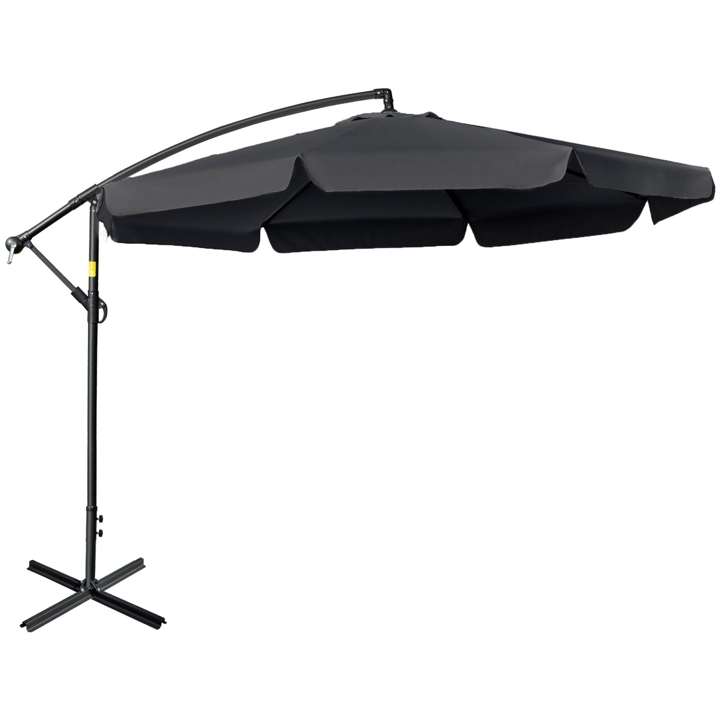 2.7m Garden Banana Parasol Cantilever Umbrella with Crank Handle and Cross Base for Outdoor