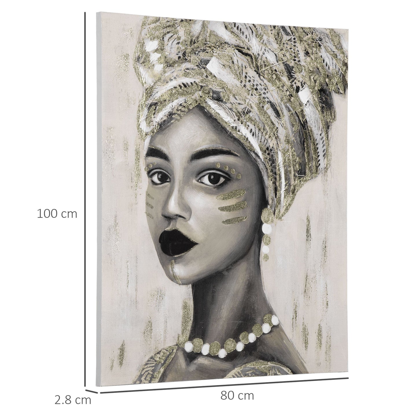 Hand-Painted Wall art of Woman in African Attire