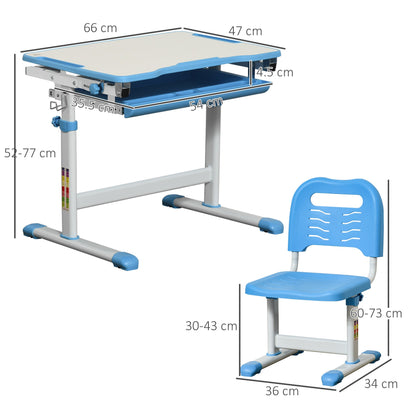 Kids Desk and Chair Set Height Adjustable Student Writing Desk Children School Study Table with Tiltable Desktop