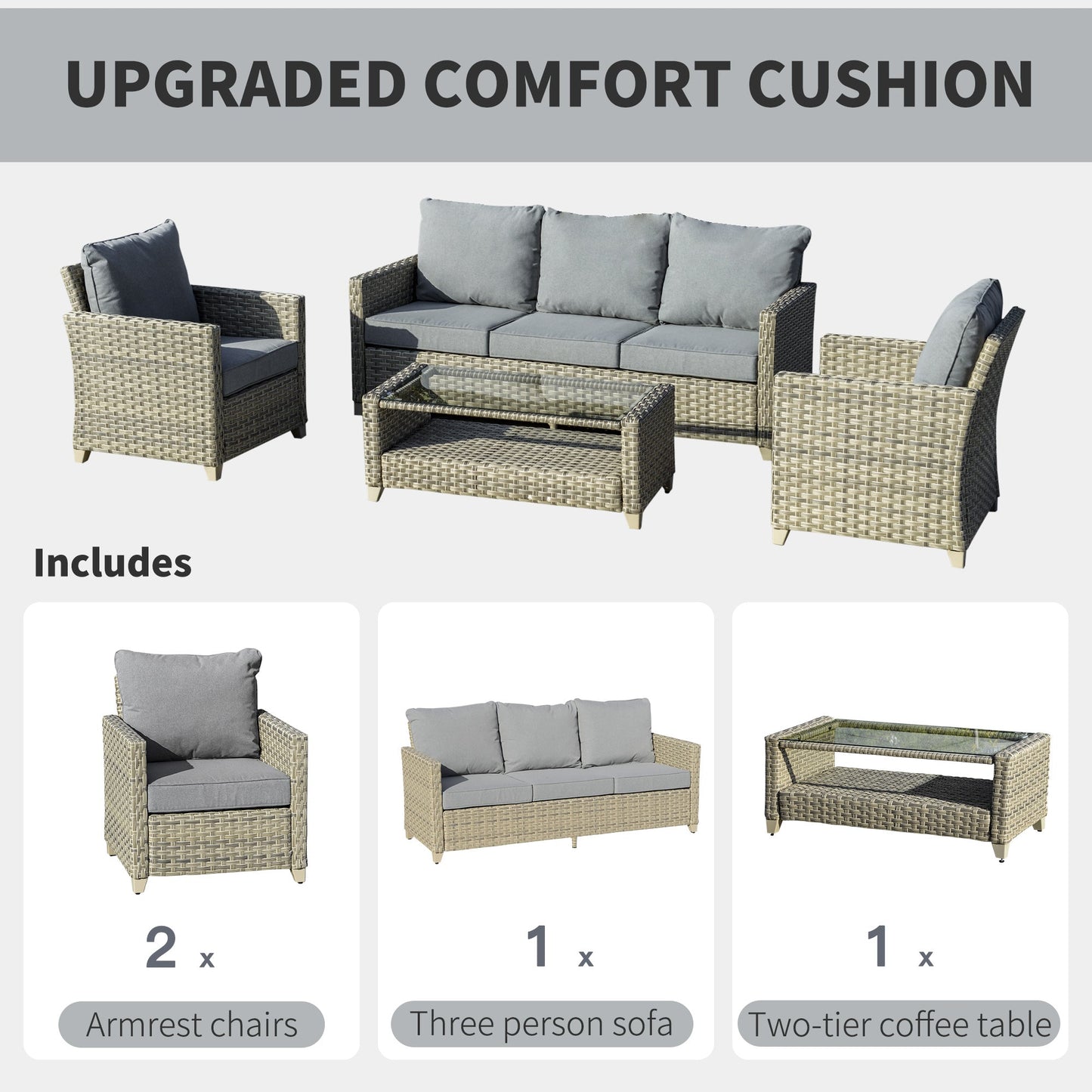 4-Pieces Patio Wicker Sofa Set