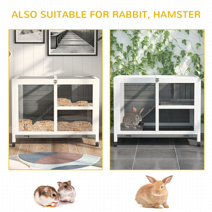 PawHut Indoor Rabbit Hutch Guinea Pigs House Bunny Cage Openable Roof 91.5x53.3x73cm