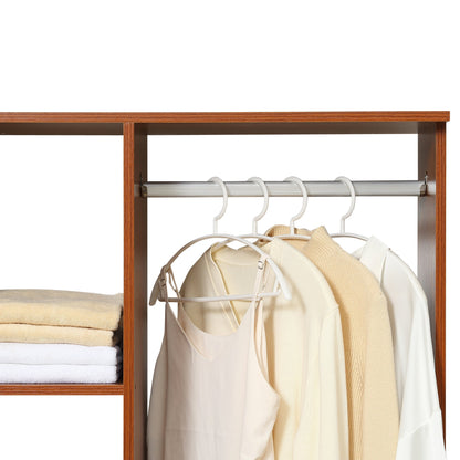 Open Wardrobe with Hanging Rail and Storage Shelves w/Wheels Bedroom-Walnut