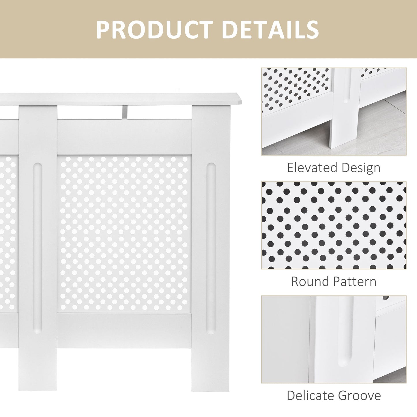 Wooden Radiator Cover Heating Cabinet Modern Home Furniture Grill Style White Painted Medium