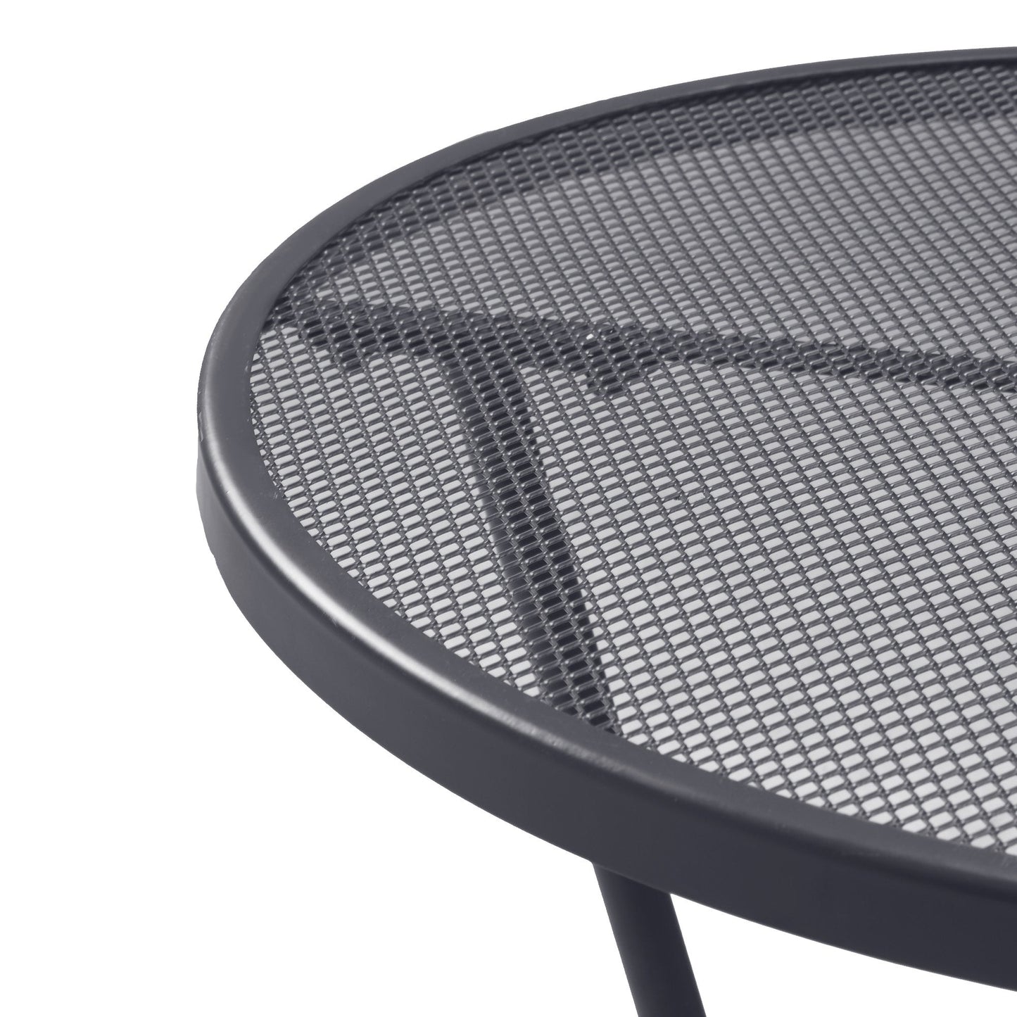 Outsunny 60cm Round Garden Dining Table Metal Outside Bistro Table with Mesh Tabletop for Garden Balcony Deck