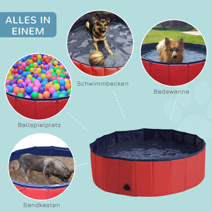 PawHut 100x30H cm Pet Swimming Pool-Red